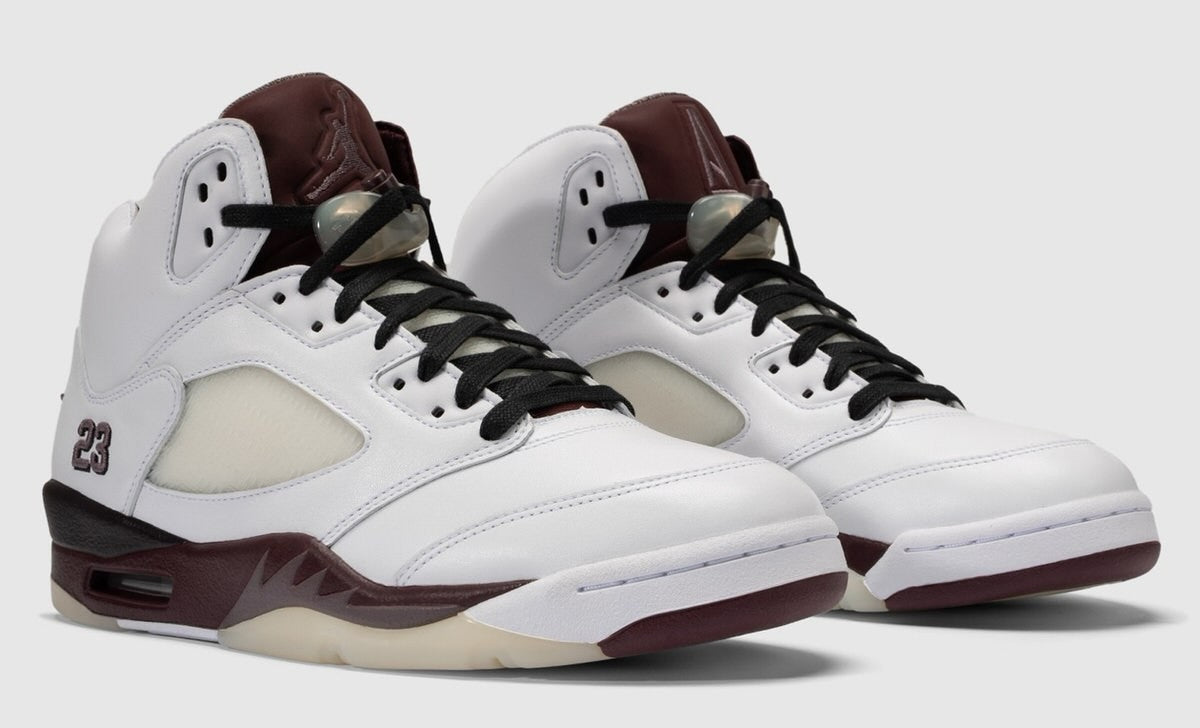 IB1528-100 A Ma Maniere Nike Air Jordan 5 Retro SP White Burgundy Crush (Men's)