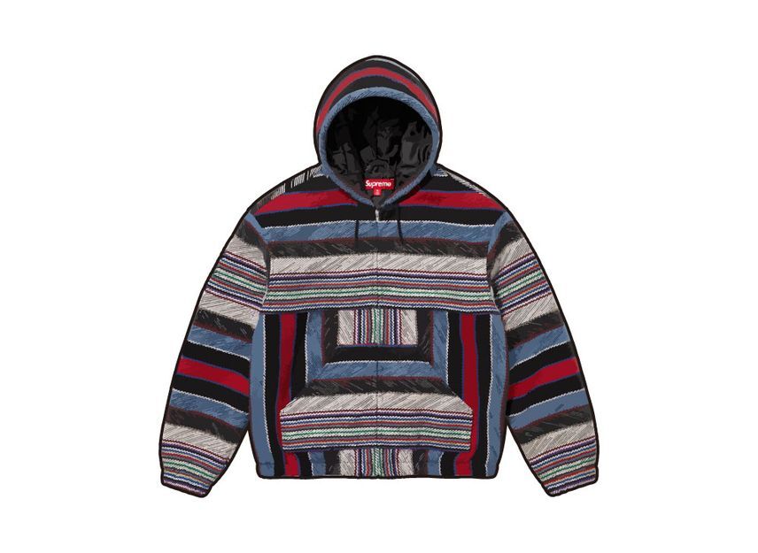 Supreme Woven Stripe Hooded Jacket Black