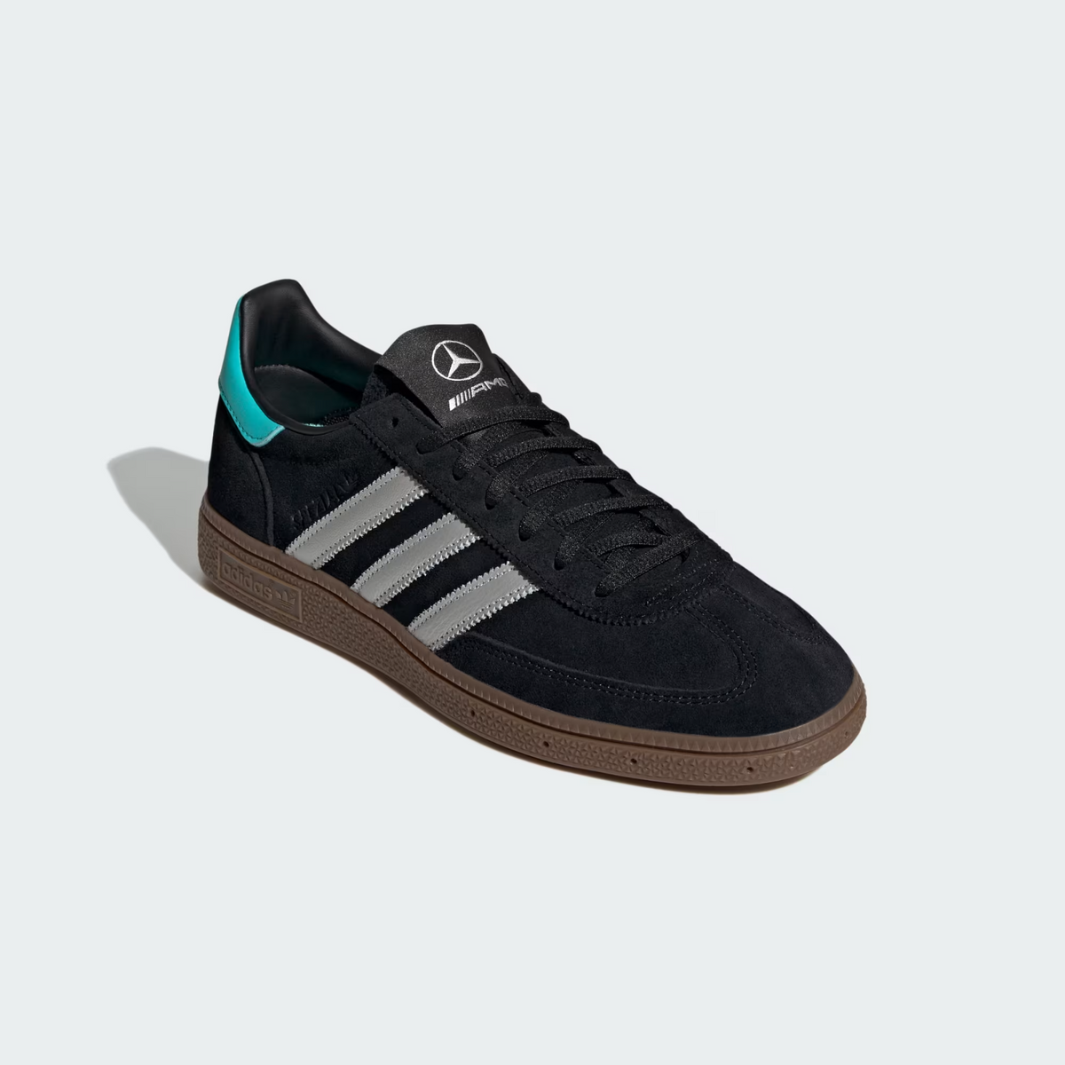 KJ1185 Mercedes AMG adidas Handball Spezial Core Black Silver Metallic (Men's)