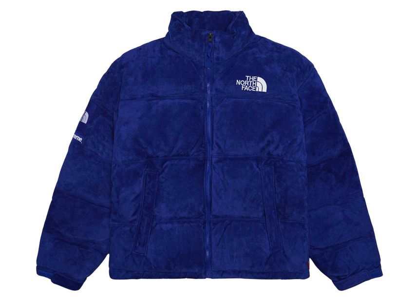 Supreme The North Face Suede Nuptse Jacket Blue