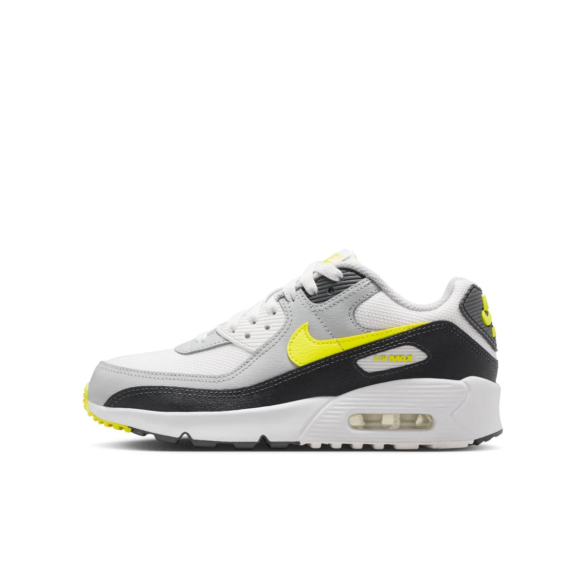IQ0098-100 Nike GS Air Max 90 Off White Dark Smoke Grey Light Smoke Grey Sonic