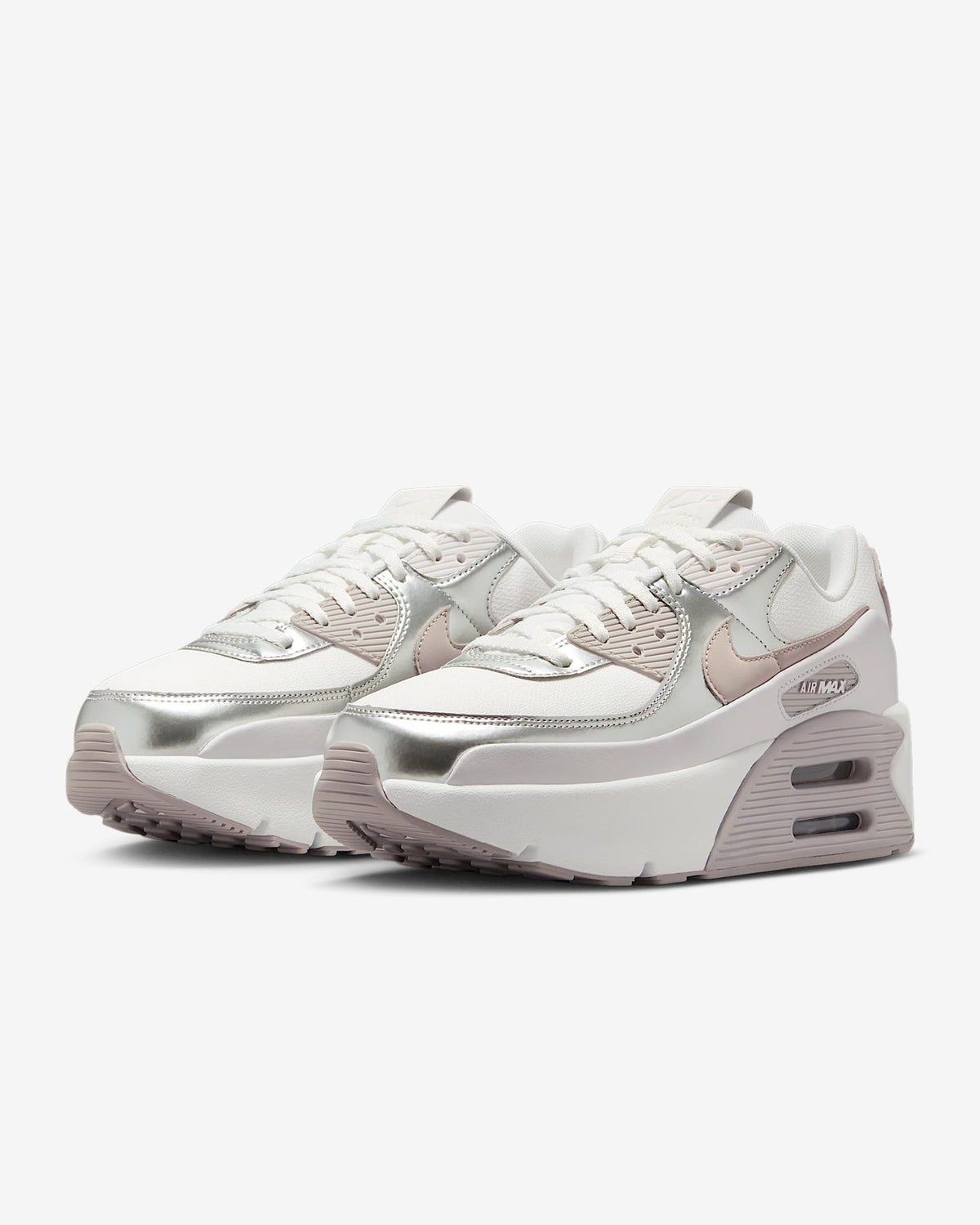 IB0170-101 Nike Air Max 90 LV8 Summit White Vast Grey Metallic (Women's)