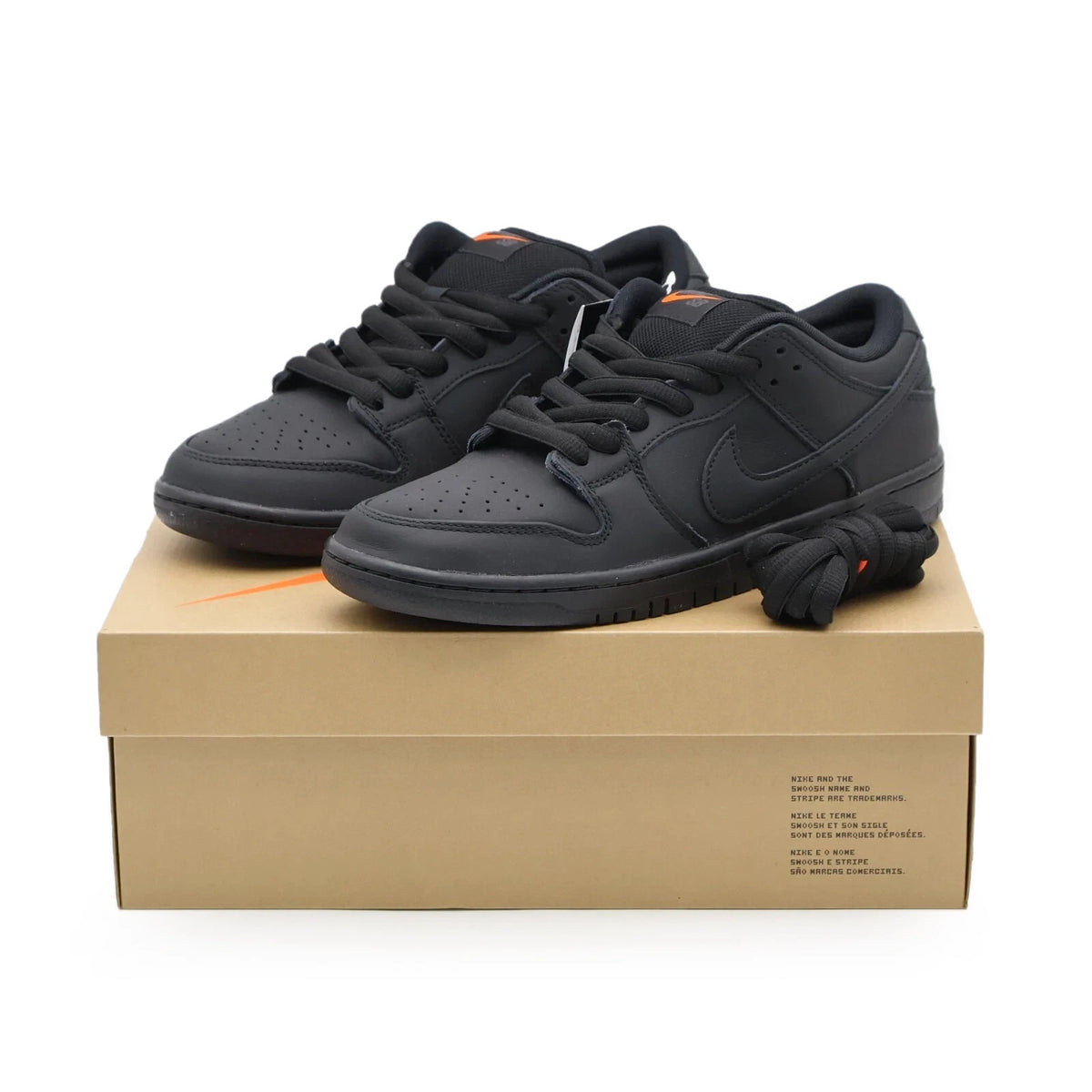 FJ1674-001 Nike SB Dunk Low Pro ISO Triple Black Anthracite Orange (Men's)
