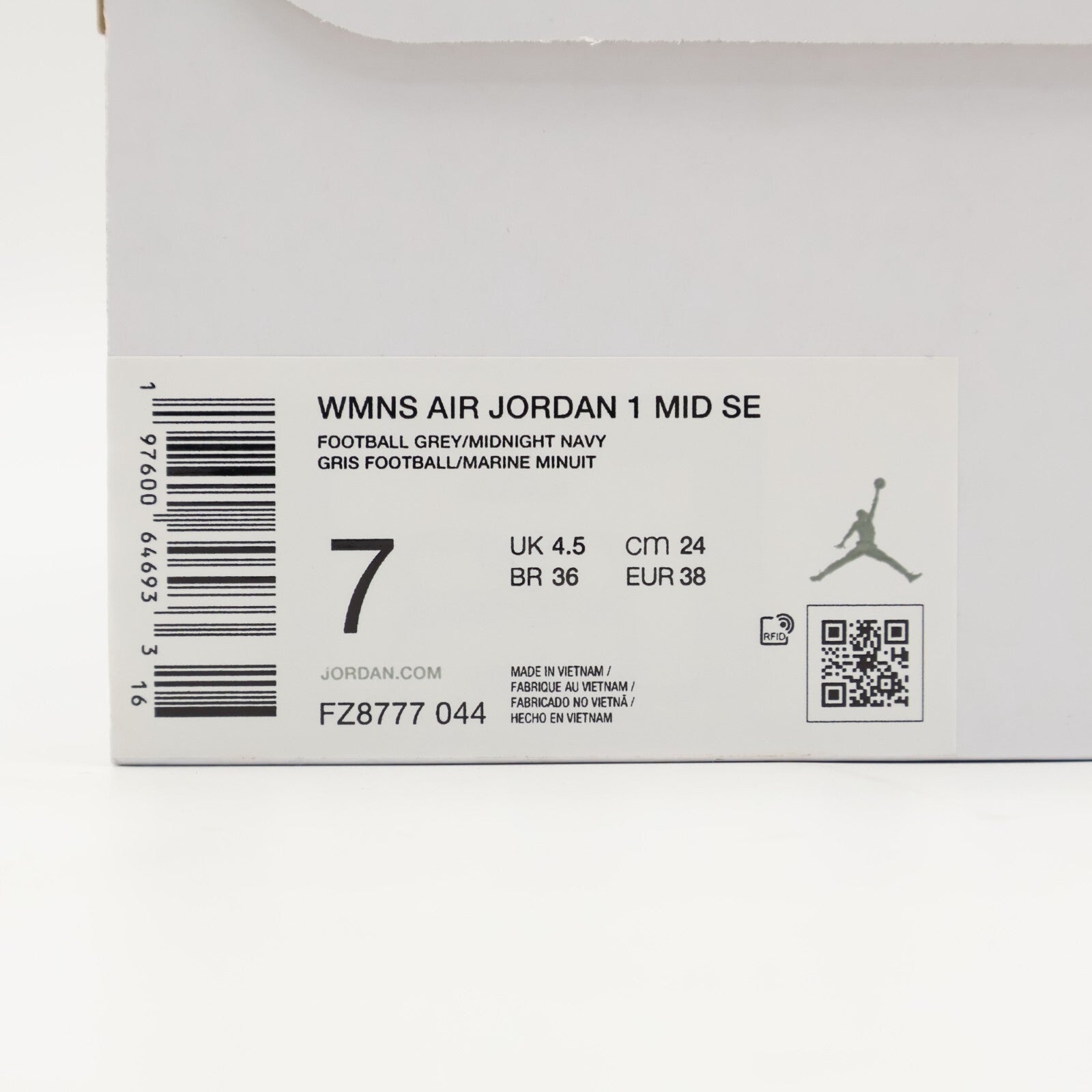 FZ8777-044 Nike Air Jordan 1 Mid Football Grey Mid Night Navy (Women's)