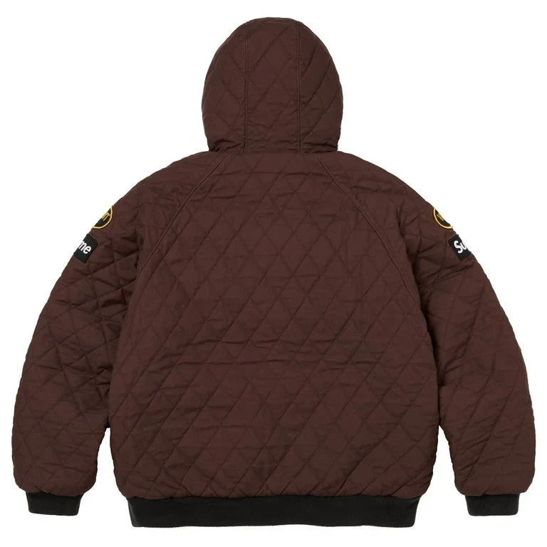 Supreme x Vanson Leathers Reversible Quilted Hooded Jacket Brown