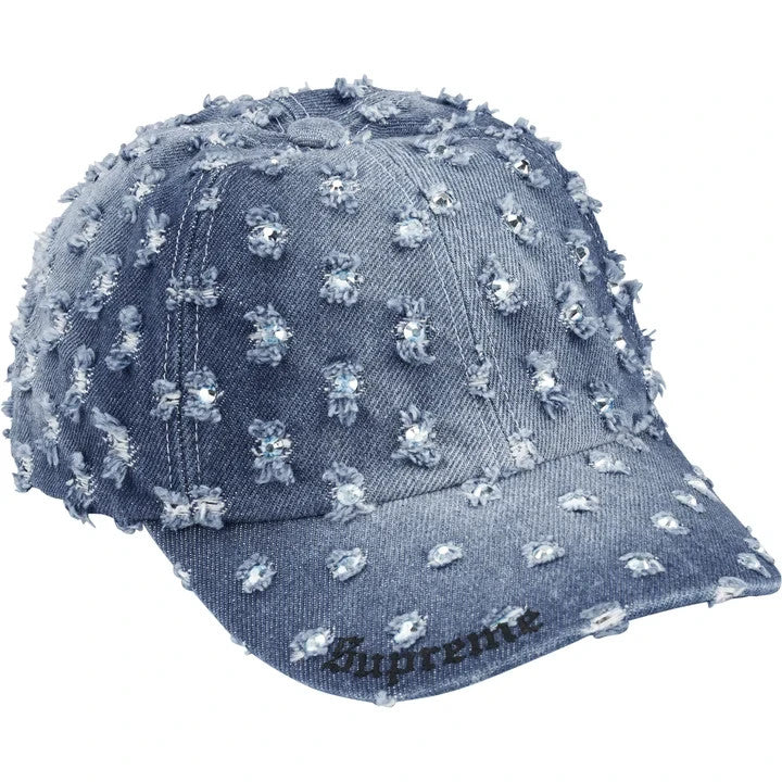 Supreme Hole Punch Rhinestone Denim 6-Panel Washed Indigo
