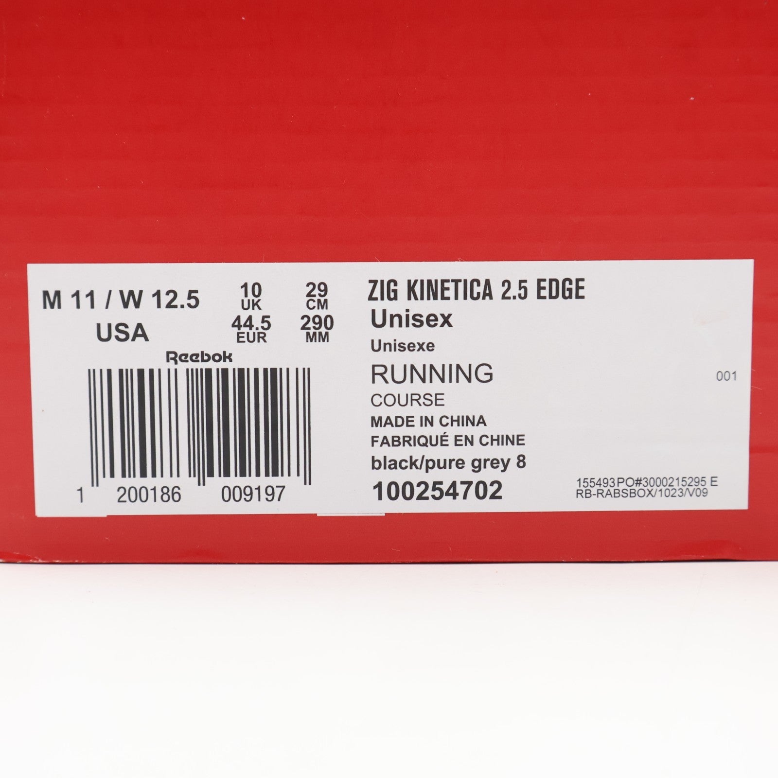 100254702 Reebok Zig Kinetica 2.5 Edge Black Grey (Men's)