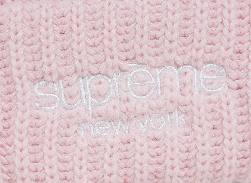 Supreme Classic Logo Chunky Ribbed Beanie Pink