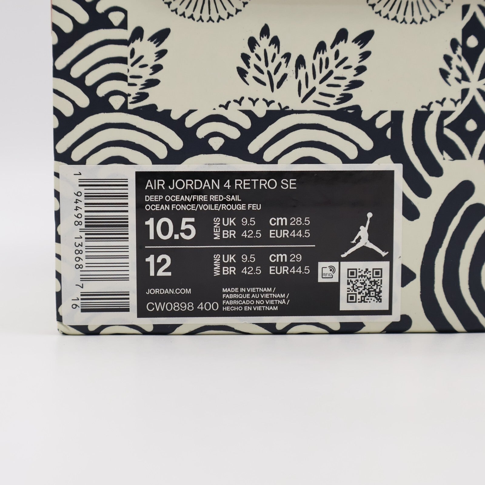 CW0898-400 Nike Air Jordan 4 SE Sashiko Deep Ocean Sail Cement Fire Red (Men's)