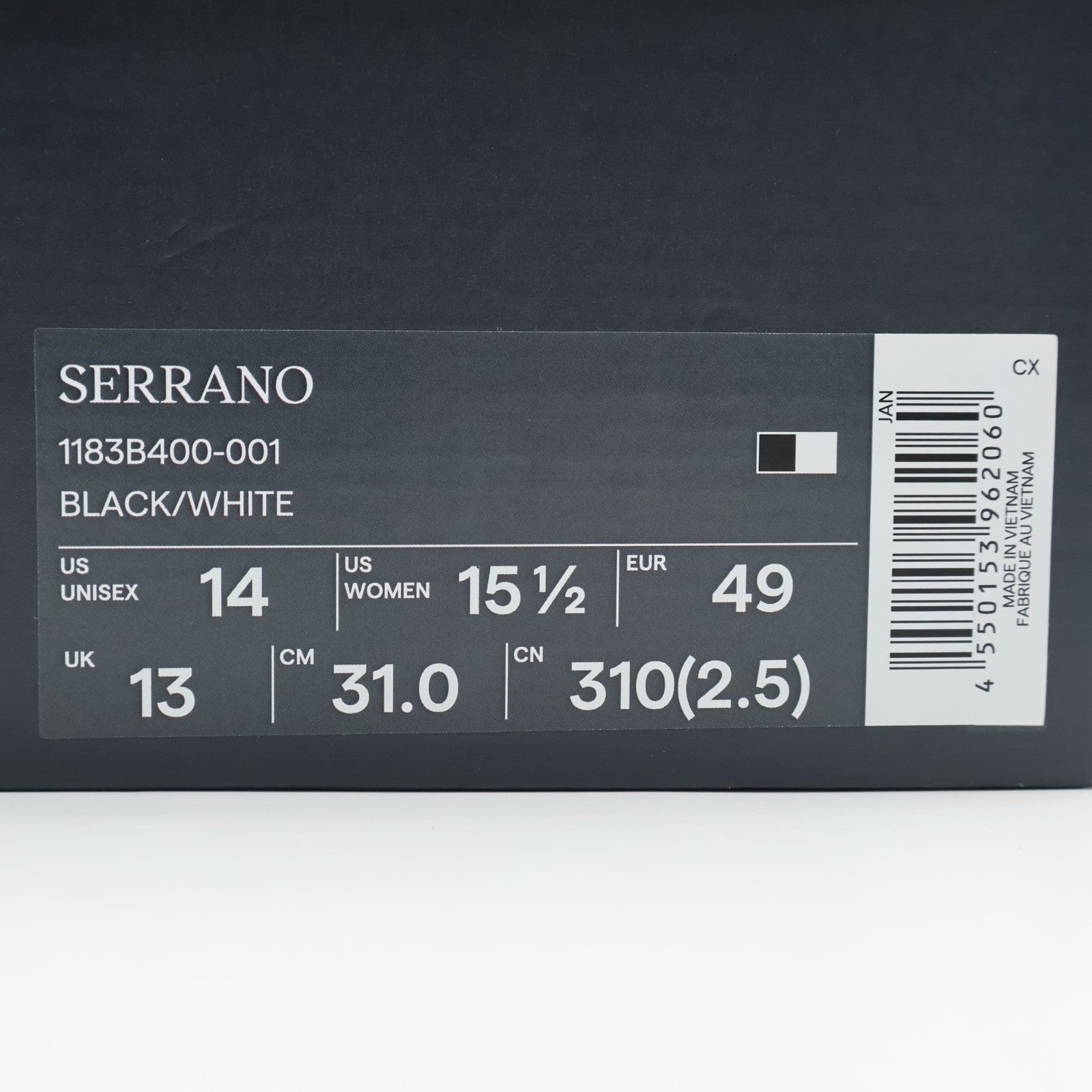 1183B400-001 Onitsuka Tiger SERRANO BLACK WHITE (Men's)