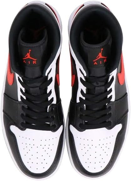 554724-075 Nike Air Jordan 1 Mid Black Chile Red White (Men's)