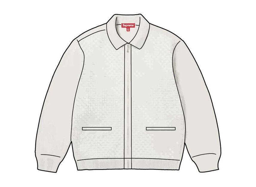 Supreme Woven Leather Zip Up Cardigan White