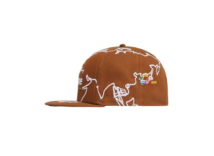 Supreme Worldwide Box Logo New Era Brown