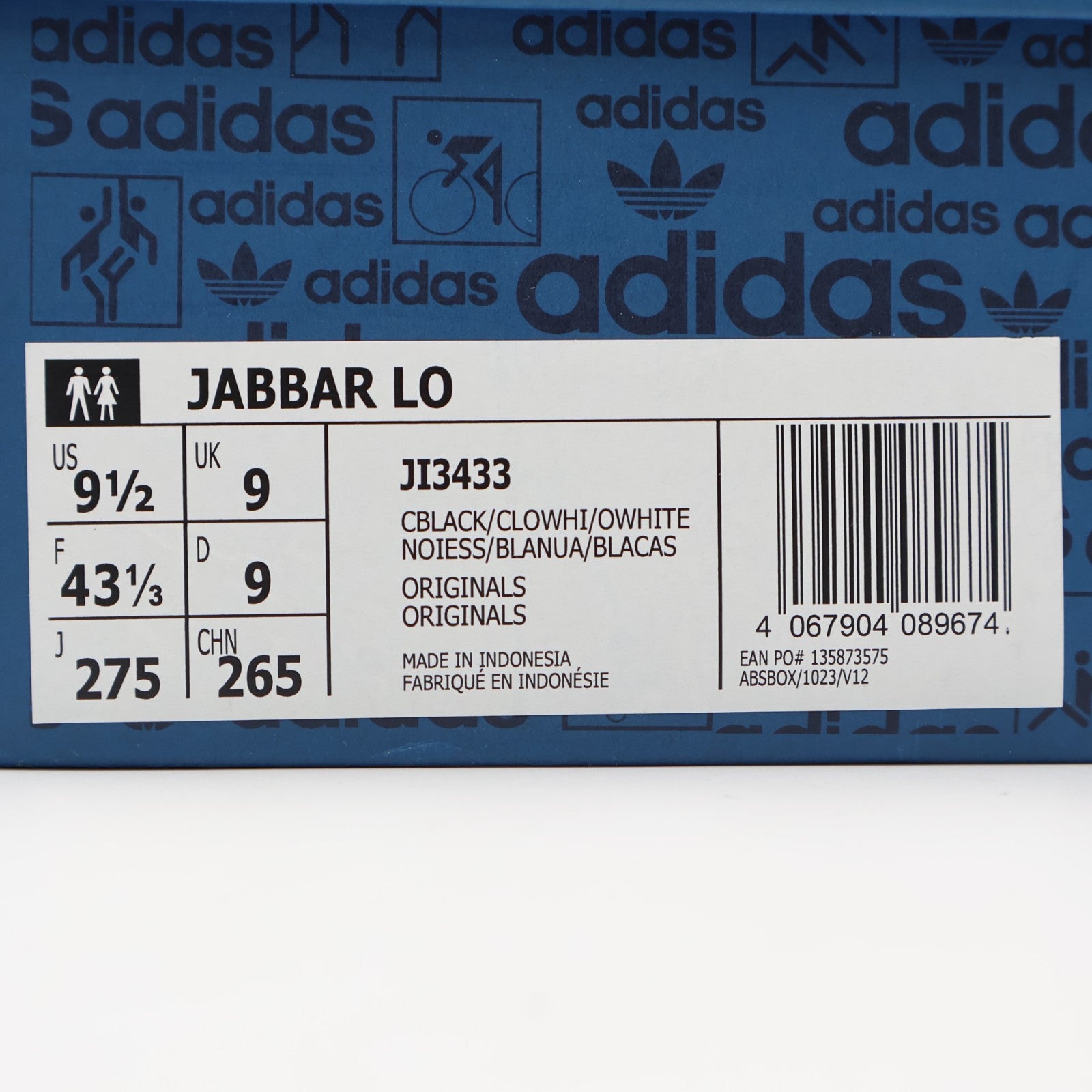 JI3433 adidas Originals Jabbar Lo Core Black Cloud White (Men's)
