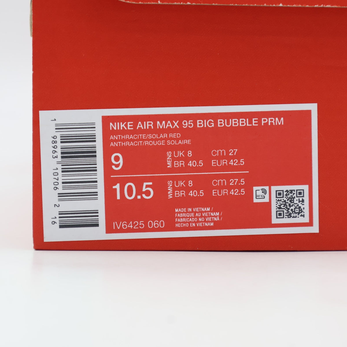 IV6425-060 Nike Air Max 95 OG Big Bubble PRM "Reverse Solar Red" (Men's)