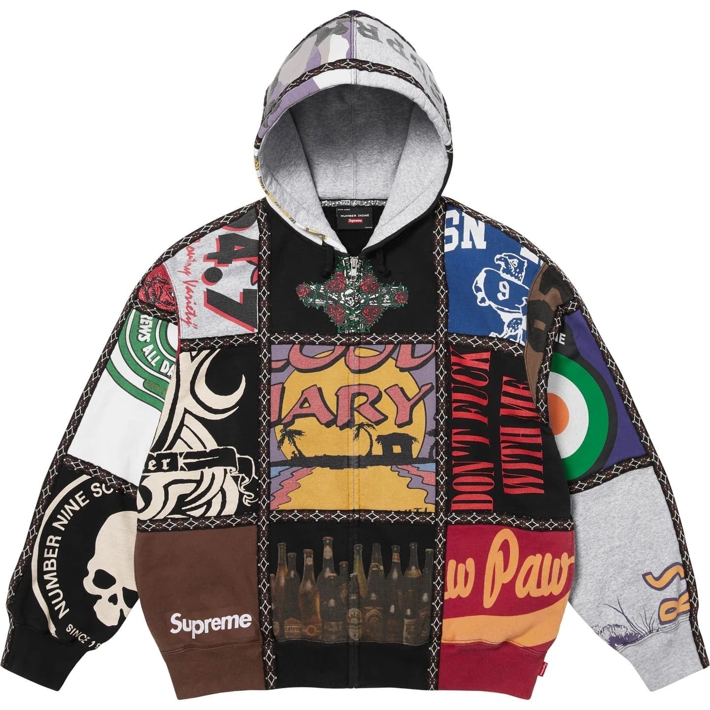 Supreme Number (N)ine Patchwork Zip Up Hooded Sweatshirt Multi