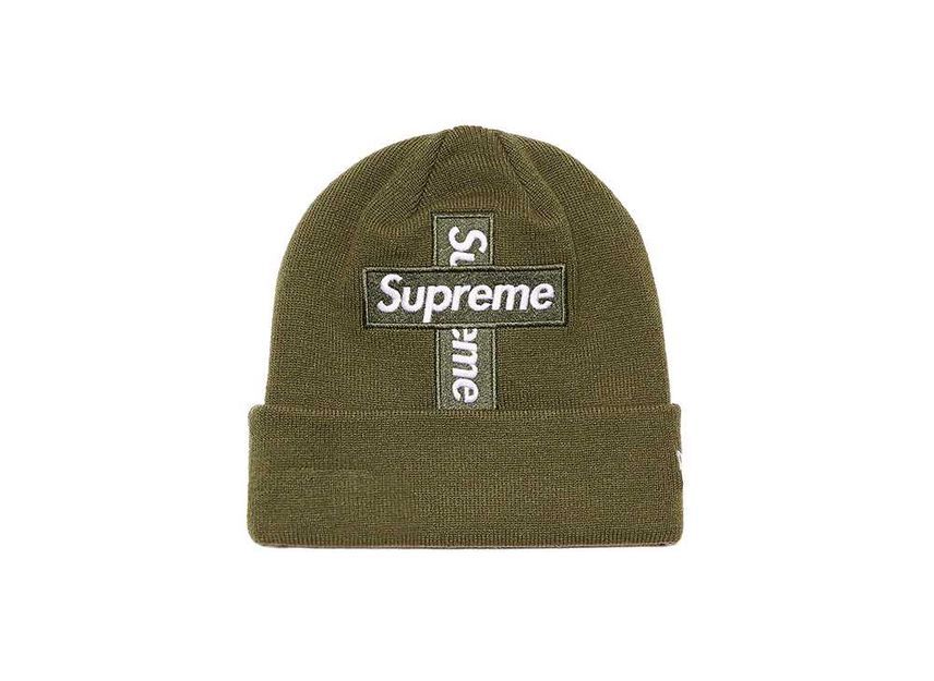 Supreme New Era Cross Box Logo Beanie Light Olive