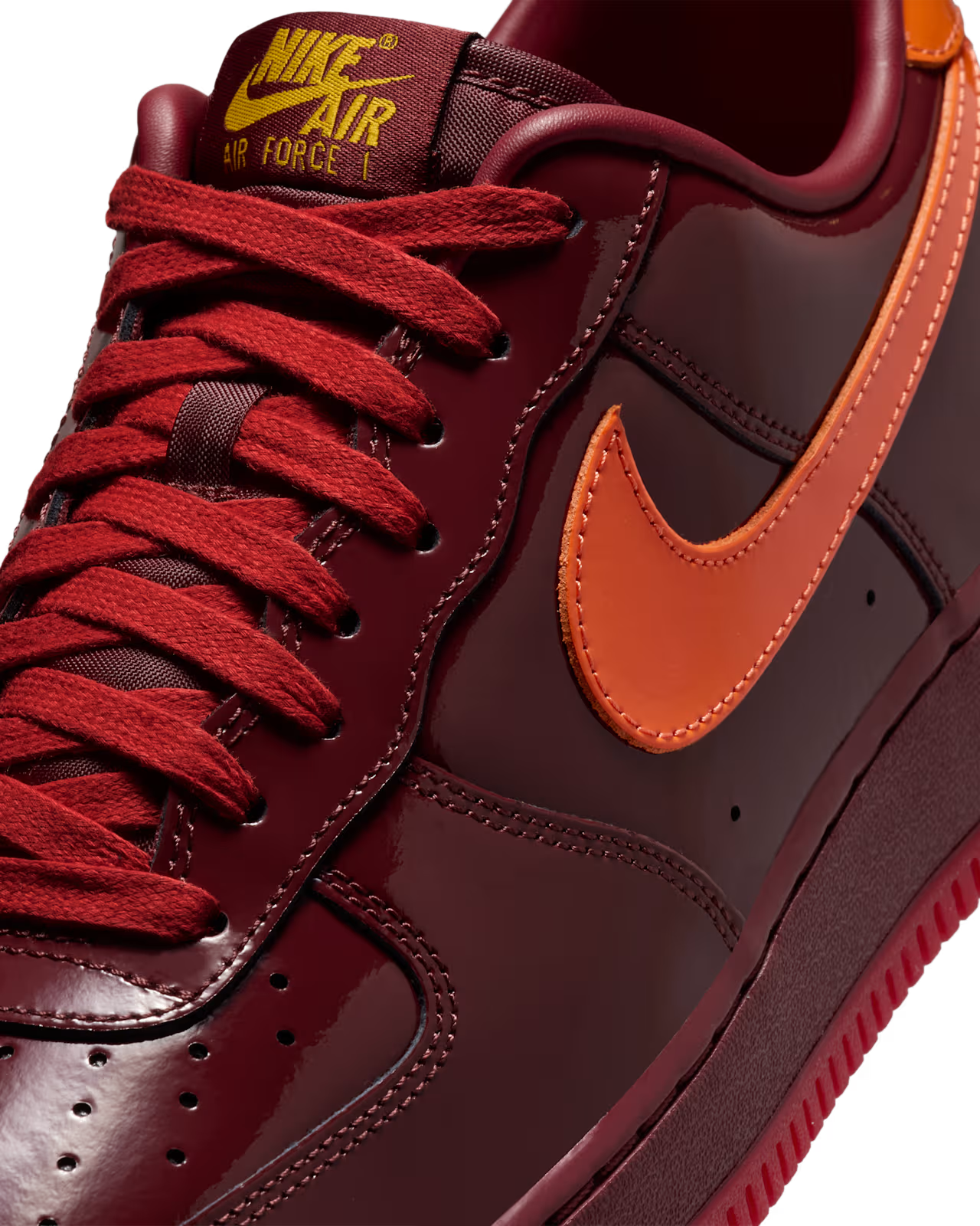 IO4489-601 Nike Air Force 1 Low Patent Leather Dark Team Red Safety (Men's)