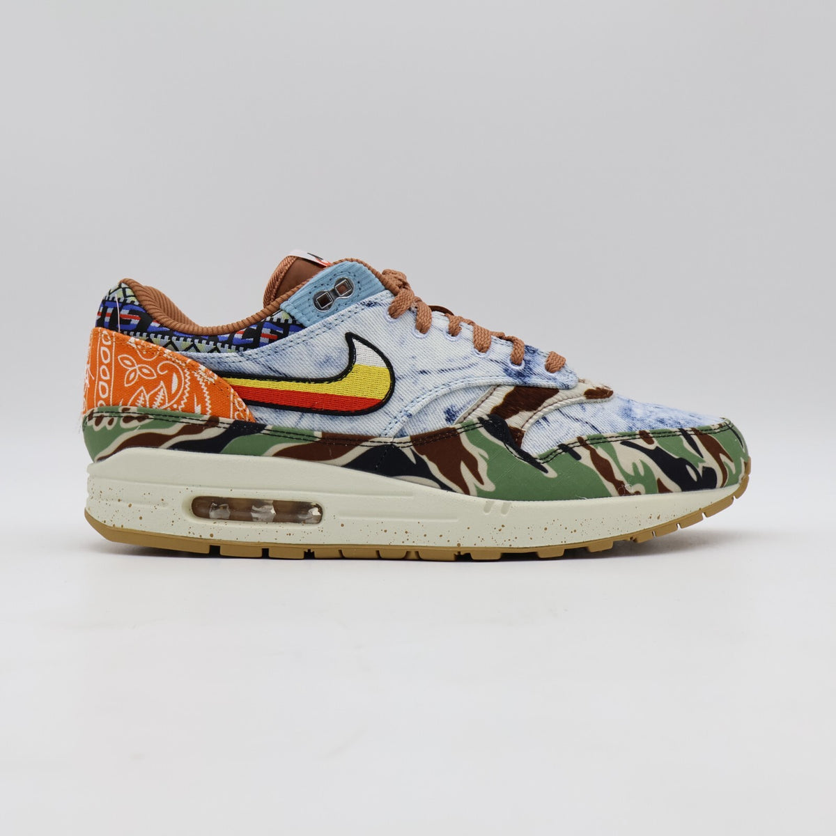 DN1803-900 Concepts Nike Air Max 1 Heavy Sail Black Worn Denim Blue Camo (Men's)