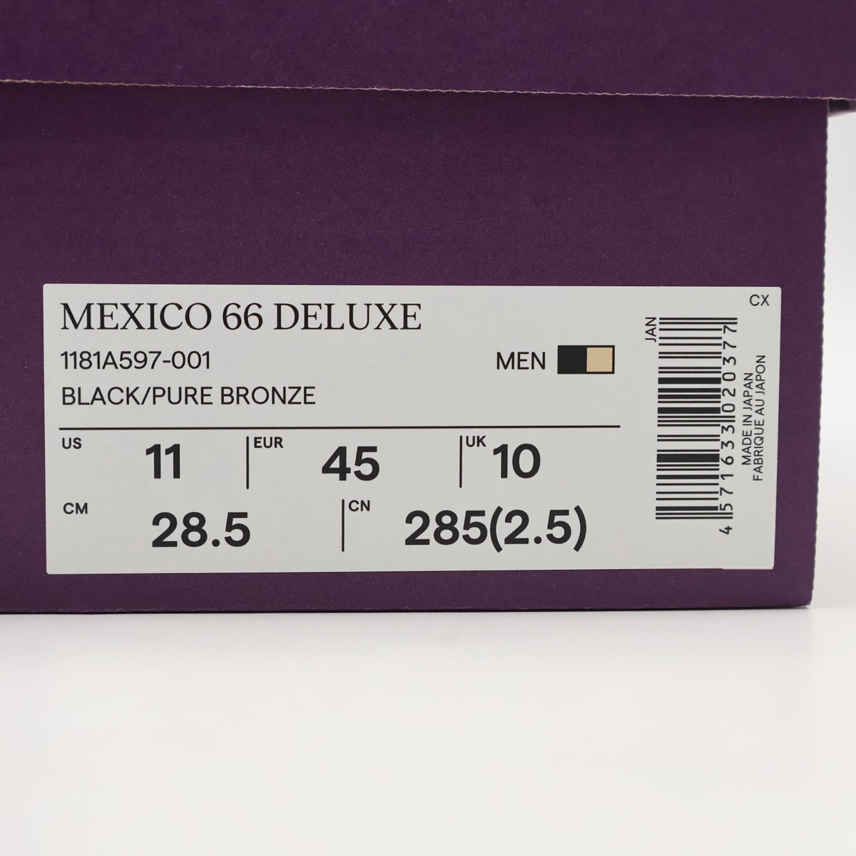 1181A597-001 Onitsuka Tiger NIPPON MADE MEXICO 66 DELUXE BLACK PURE (Men's)