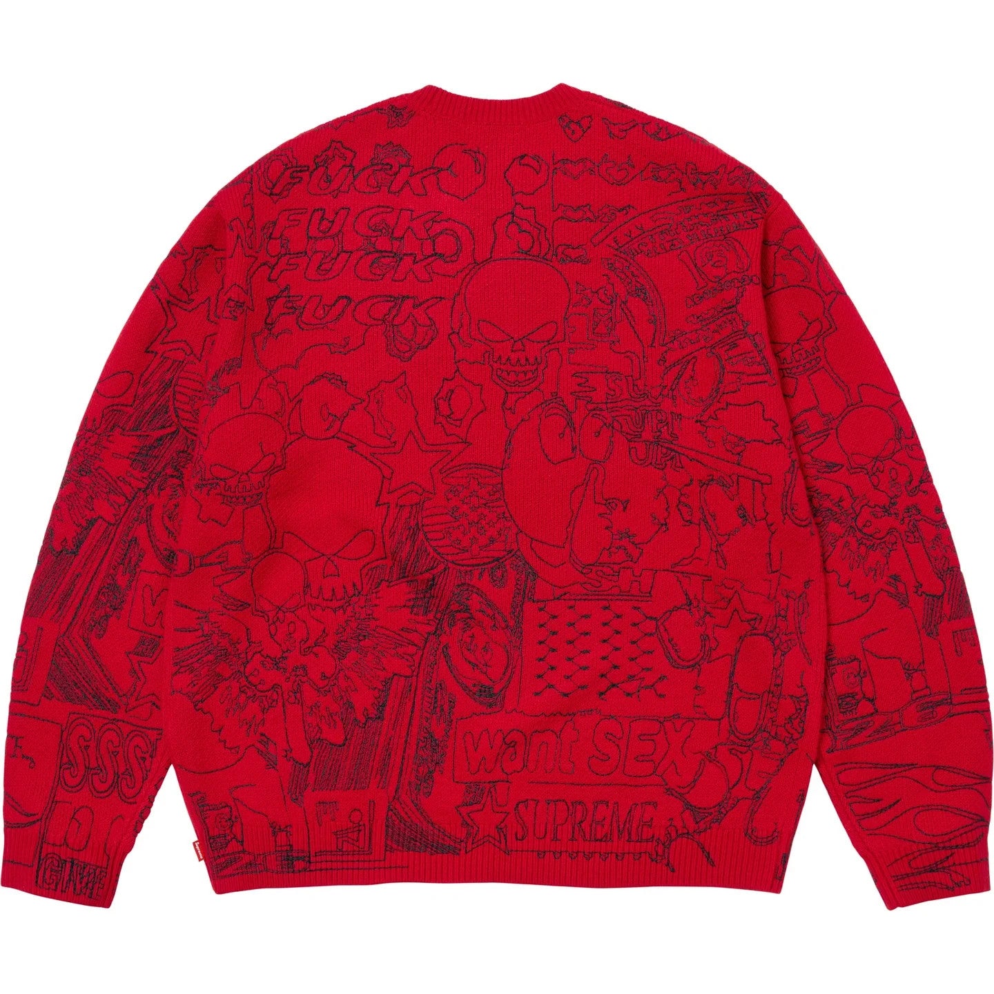 Supreme Collage Embroidered Sweater Red