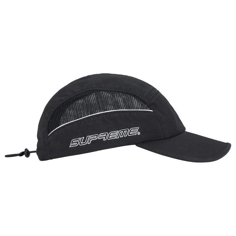 Supreme Side Mesh Piping Camp Cap Black