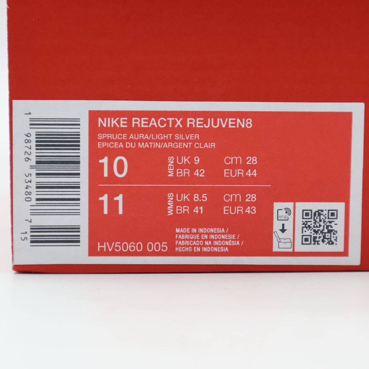 HV5060-005 Nike ReactX Rejuven8 Spruce Aura Light Silver (Men's)