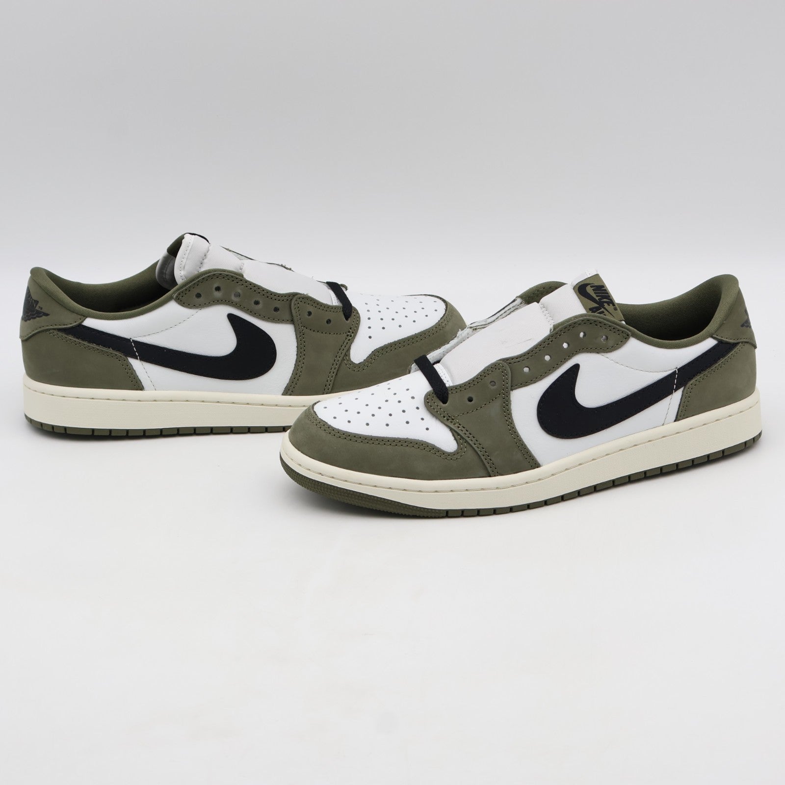 HQ6998-200 Nike Air Jordan 1 Low OG Medium Olive and Summit White (Men's)