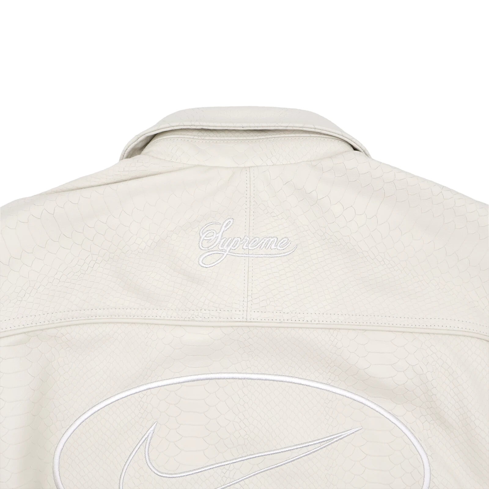 Supreme Nike Leather Varsity Jacket White