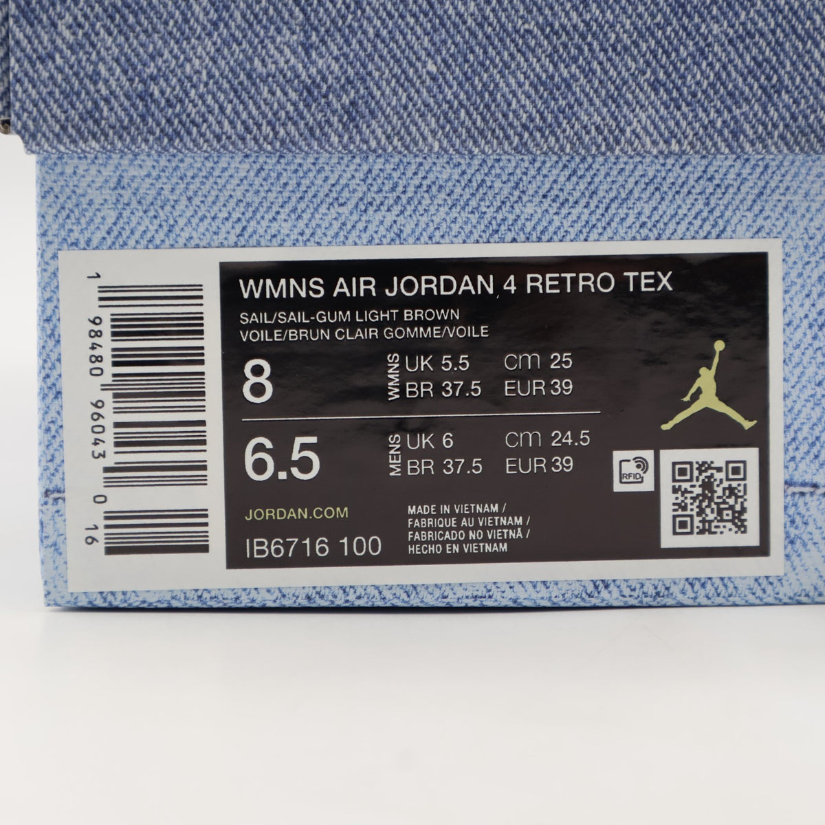 IB6716-100 Nike Women's Air Jordan 4 Denim Worn Blue (Women's)