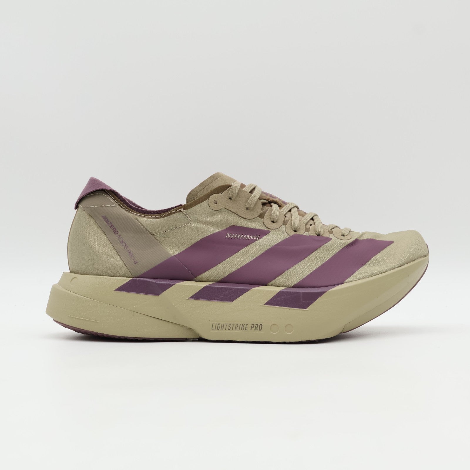 JP6997 adidas Adizero Adios Pro 4 Blanch Cargo Shadow Fig Iron Metallic (Men's)
