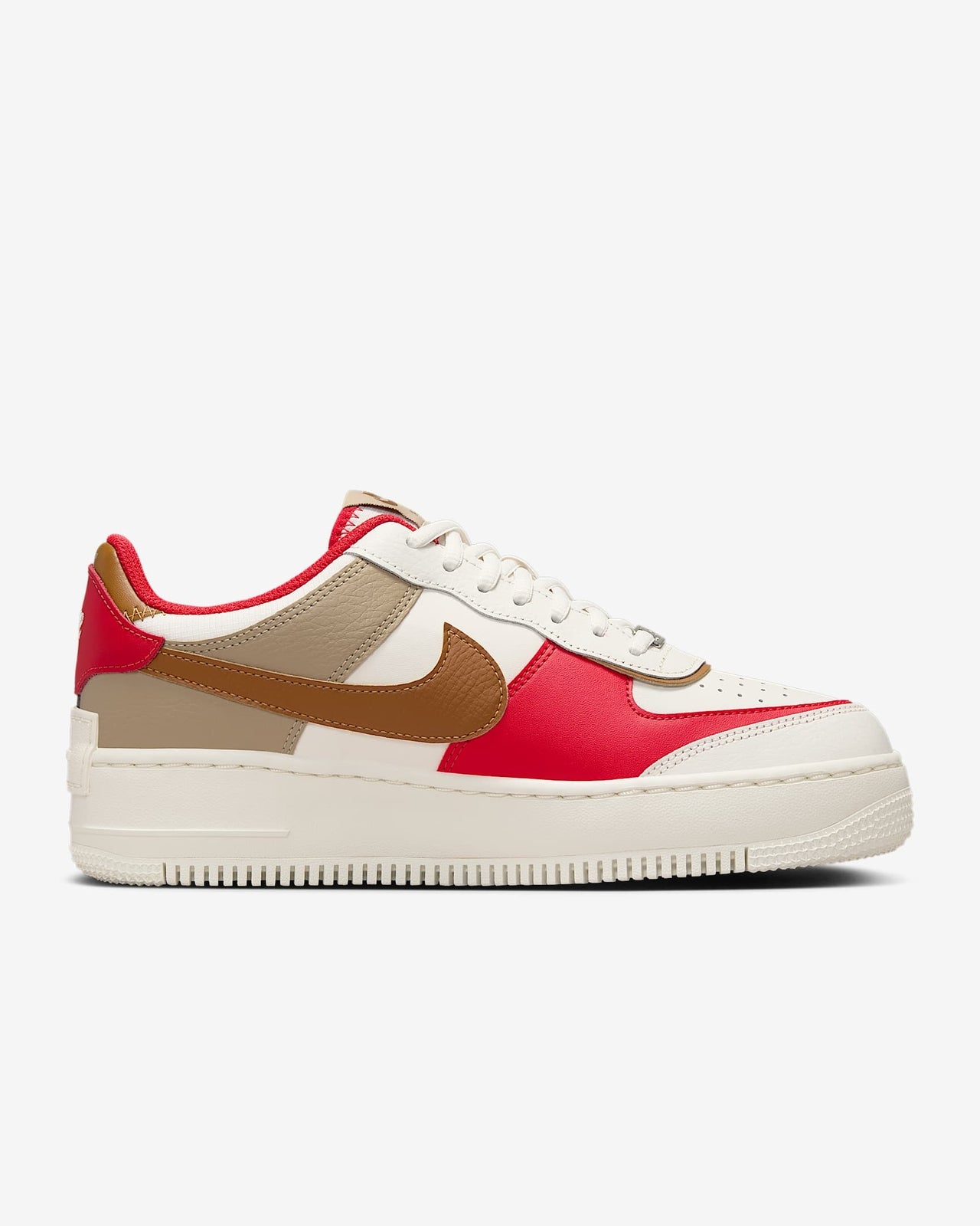 HQ3400-030 Nike Air Force 1 Shadow Phantom Fire Red Khaki Light (Women's )
