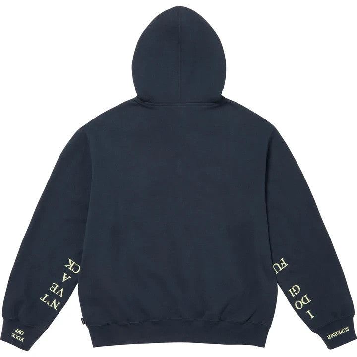 Supreme IDGAF Zip Up Hooded Sweatshirt Navy