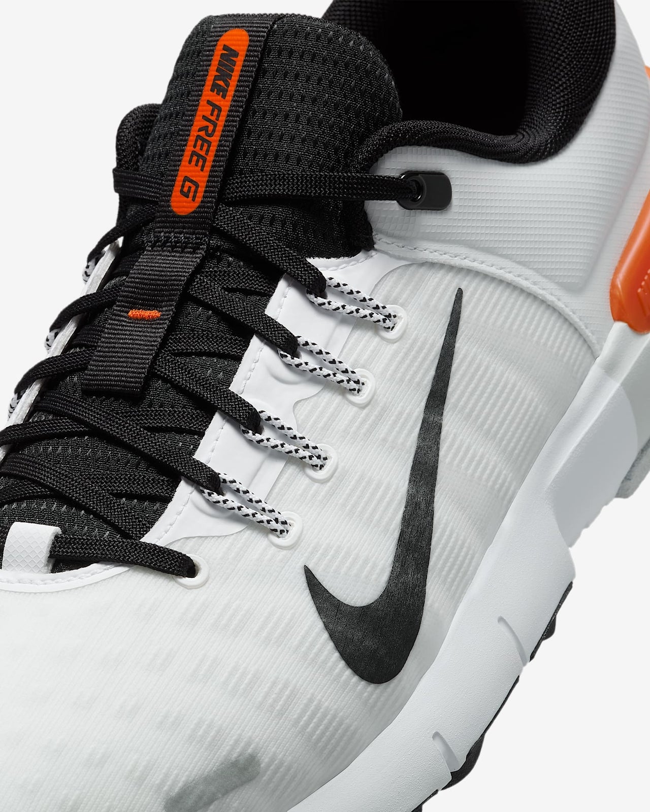 FN0332-103 Nike Free Golf Next Nature White Safety Orange Black (Men's)