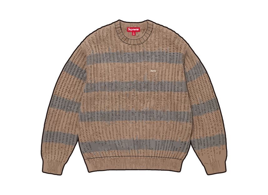 Supreme Loose Gauge Stripe Small Box Sweater Khaki