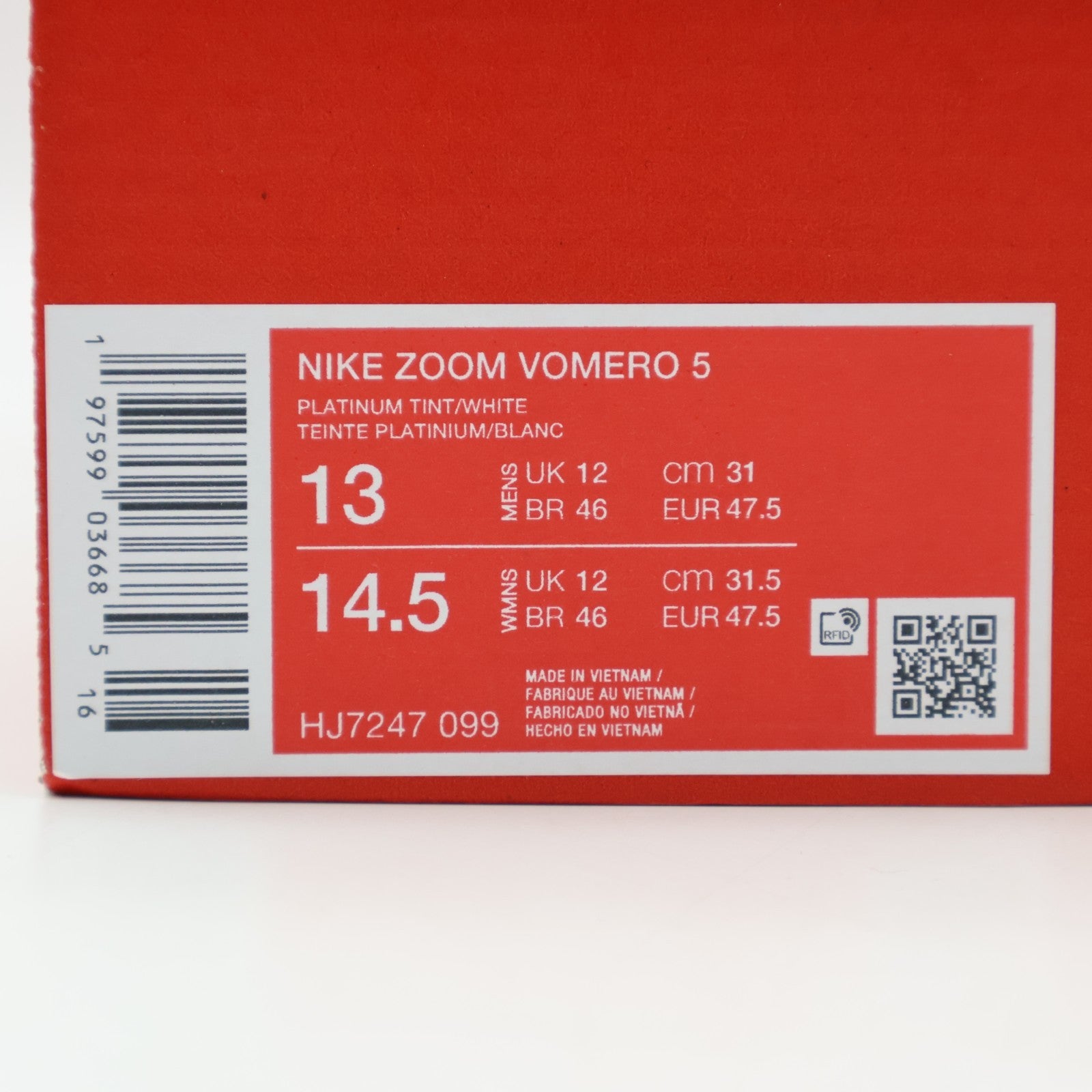 HJ7247-099 Nike Zoom Vomero 5 Platinum Tint Metallic Pewter Metallic Gold (Men's