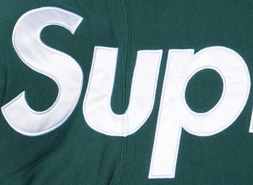 Supreme Satin Applique Hooded Sweatshirt Green