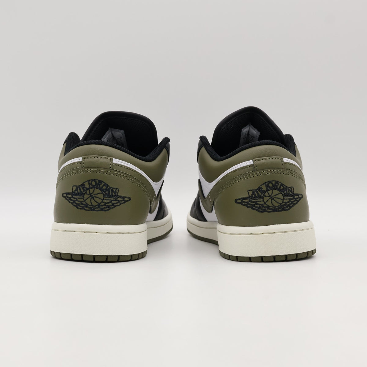 553558-092 Nike Air Jordan 1 Low Black Medium Olive White (Men's)