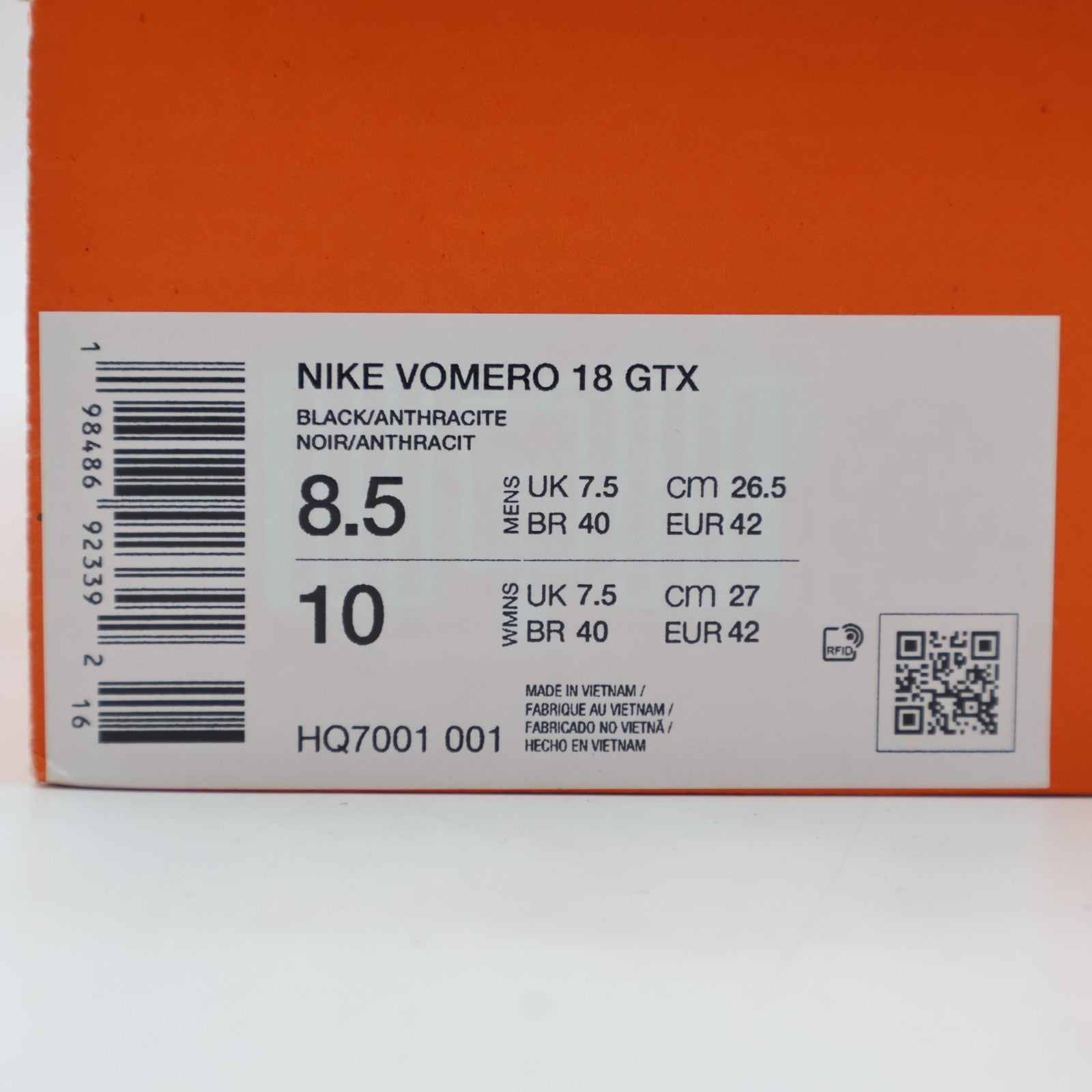 HQ7001-001 Nike Vomero 18 GORE-TEX Black Anthracite (Men's)