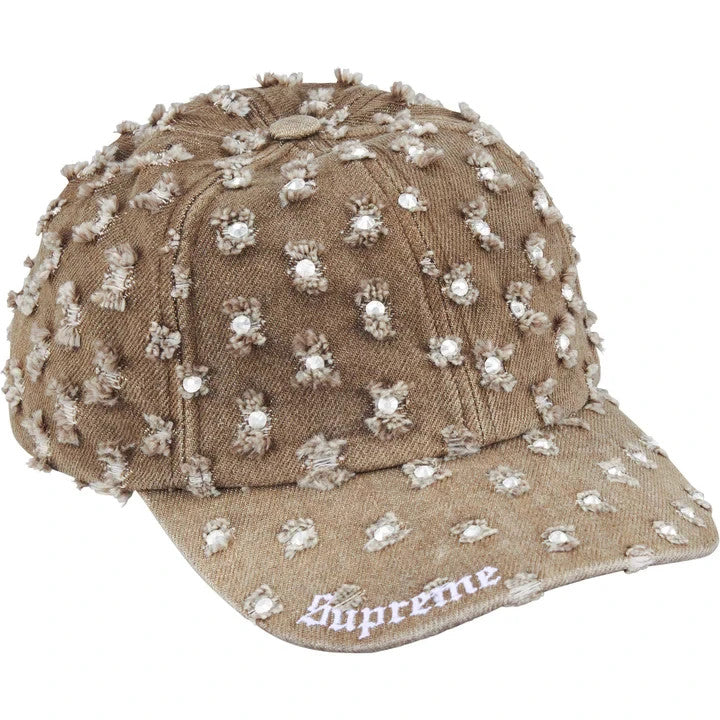 Supreme Hole Punch Rhinestone Denim 6-Panel Brown