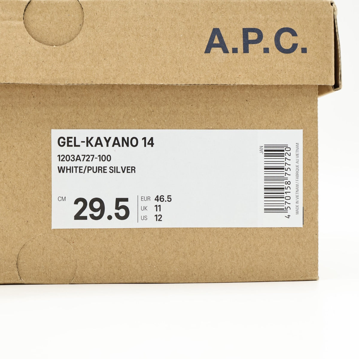 1203A727-100 A.P.C. Asics Gel-Kayano 14 White Pure Silver (Men's)