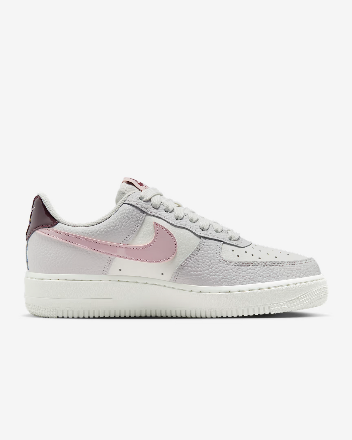 IM6024-121 Nike Air Force 1 '07 Summit White Vast Grey Burgundy Crush (Women's)