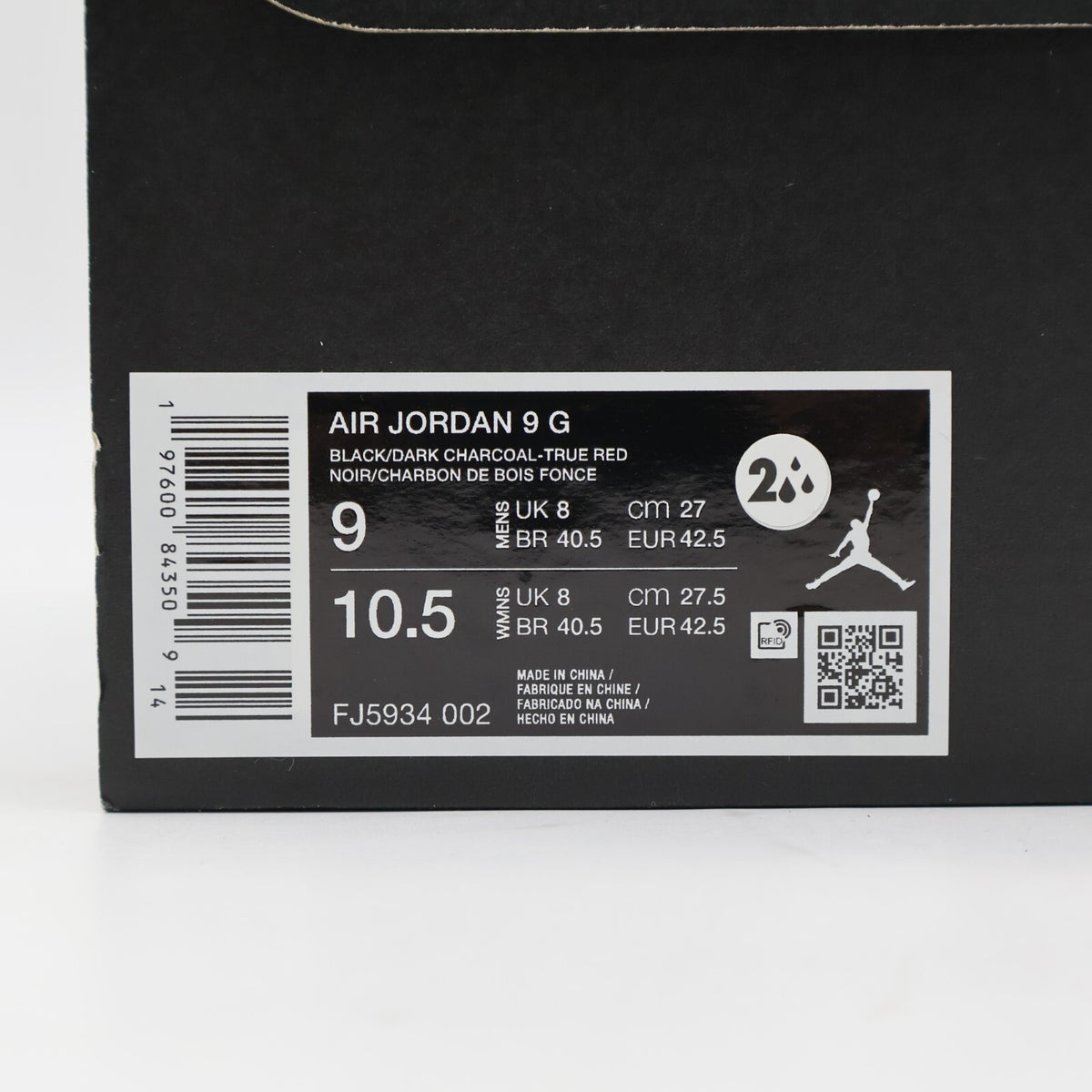 FJ5934-002 Nike Air Jordan 9 Low Golf Charcoal (Men's)