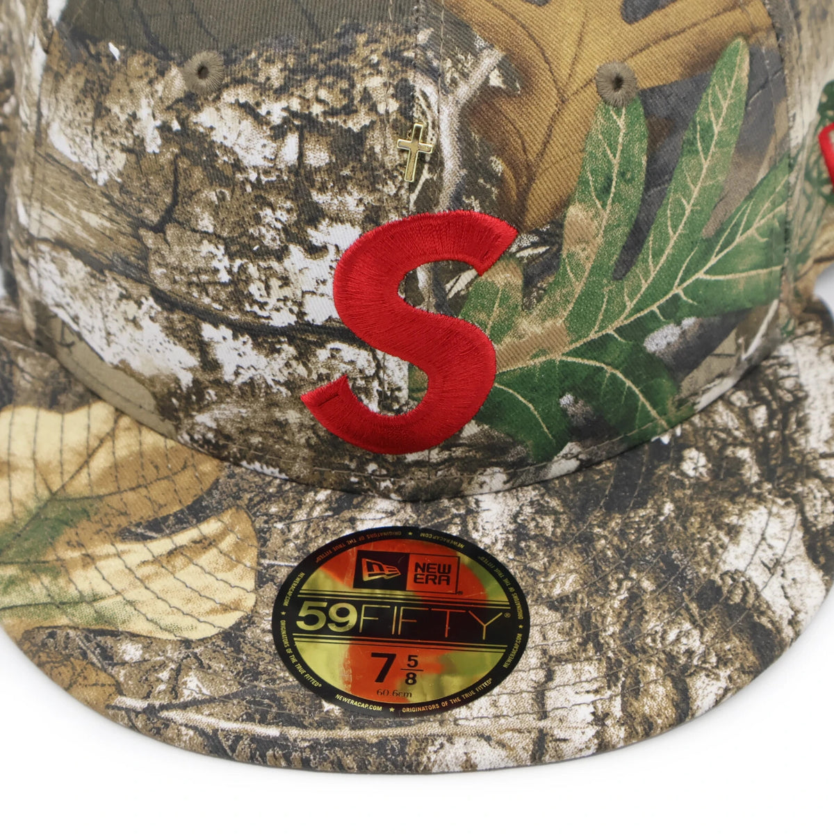 Supreme Gold Cross S Logo New Era RealTree Camo