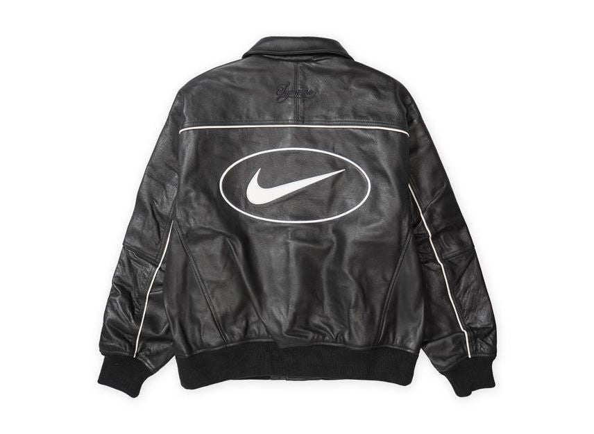 Supreme x Nike Leather Varsity Jacket "Black"