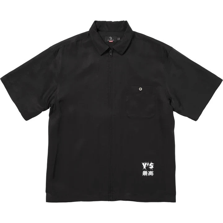 Supreme Y's by Yohji Yamamoto Silk Zip Up S/S Shirt Black