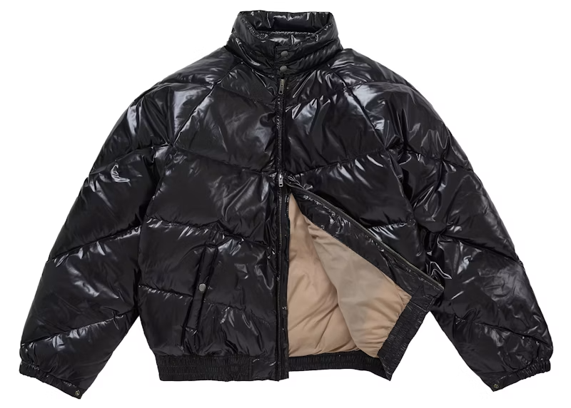 Supreme x Schott Glossy Lightweight Down Puffer Jacket Black