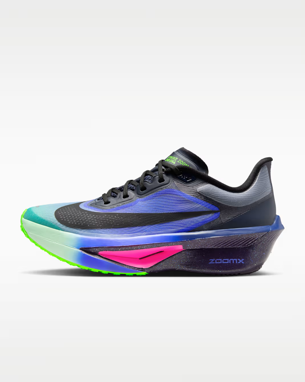 IO9566-400 Nike Zoom Fly 6 Dark Obsidian Racer Blue Emerald Rise Black (Women's)