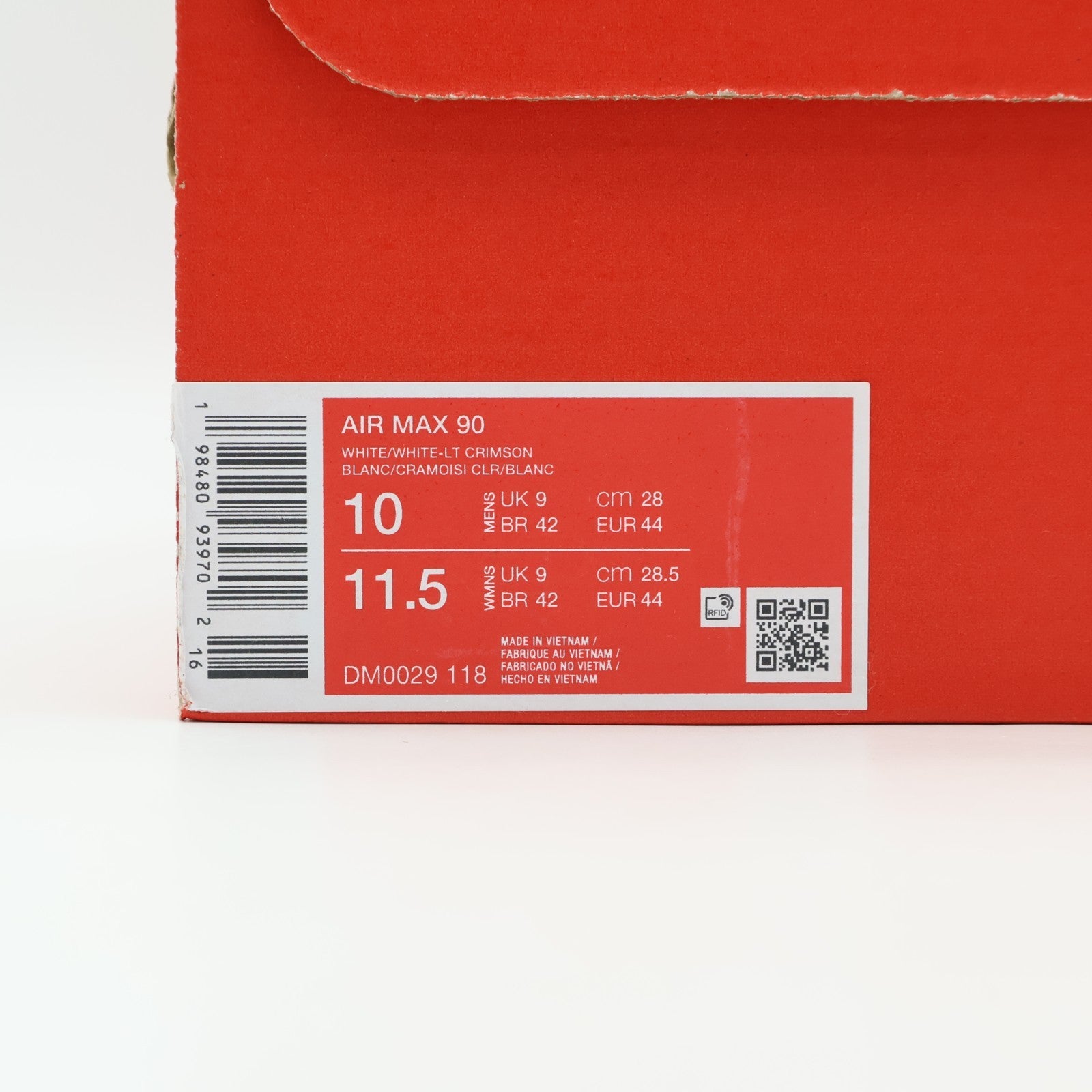 DM0029-118 Nike Air Max 90 White Light Crimson White (Men's)