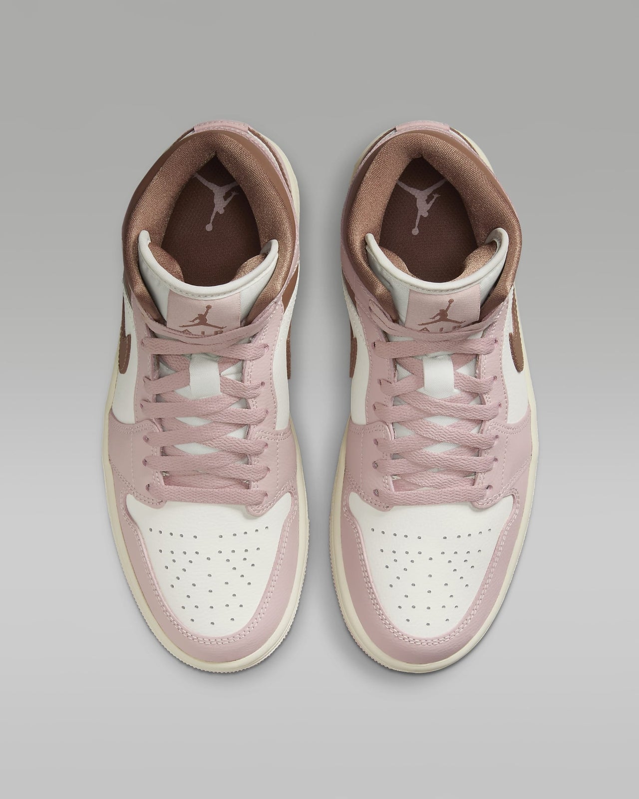 BQ6472-620 Nike Women's Air Jordan 1 Mid Pink Oxford Sail Archaeo Brown (Women's